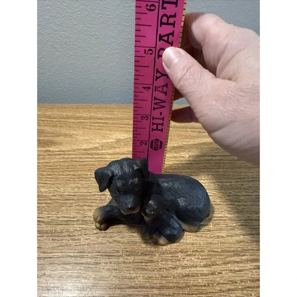 Homco Rottweiler‎ Dog with Puppy Figurine #1424 Black and Tan Dog with Puppy